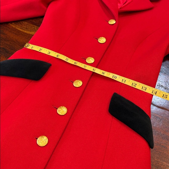 Vintage Ralph Lauren Rugby Long Red Wool Flared Coat size 0 - Picture 13 of 15